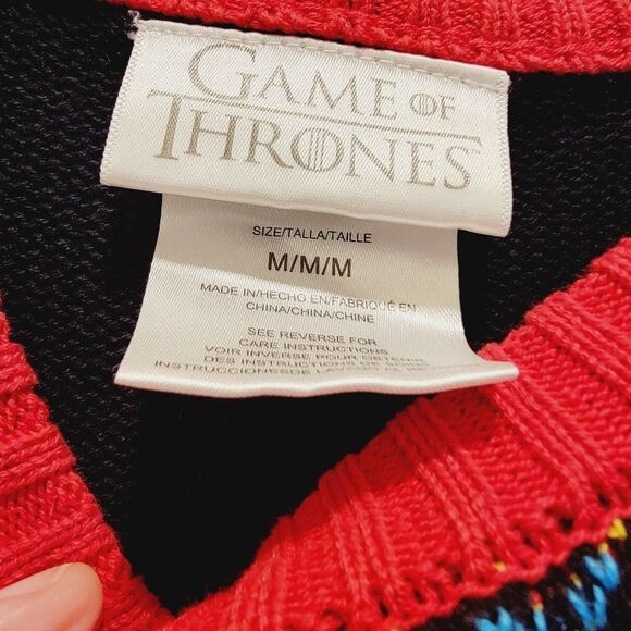 Game of Thrones Sweater Womens Black Red Holiday Christmas Joy to the Realm MED - Picture 6 of 7